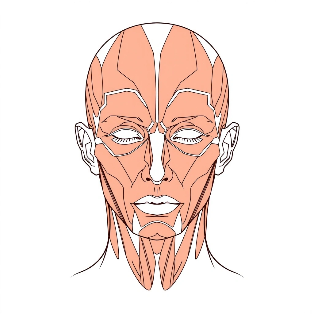 Abstrakcyjna ilustracja mięśni twarzy